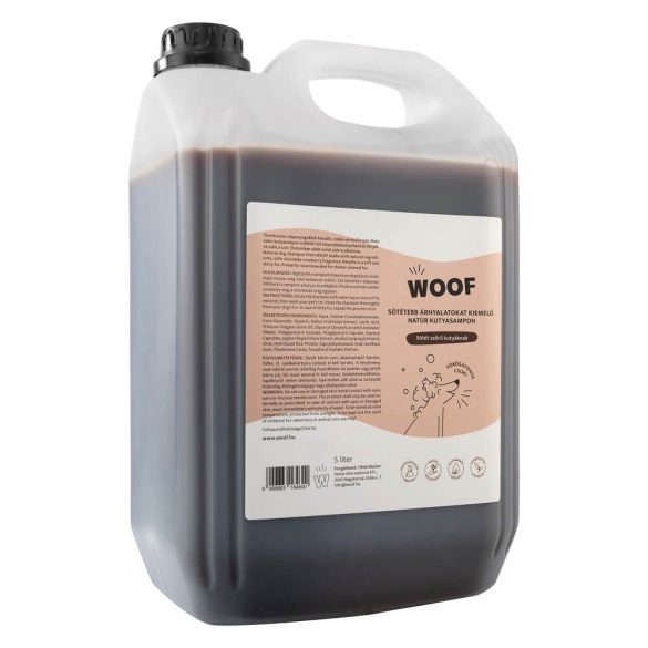 Woof natúr kutyasampon - sötét szőrre - csokis-vörösáfonyás illat - 5 liter